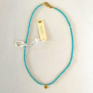 SATYA Jewelry 18kt Gold Lotus Turquoise Necklace